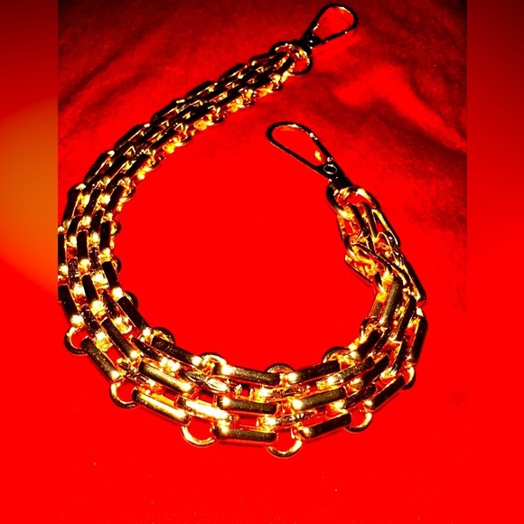 Gold Bag Thick Chain with Textured Design - Picture 1 of 3